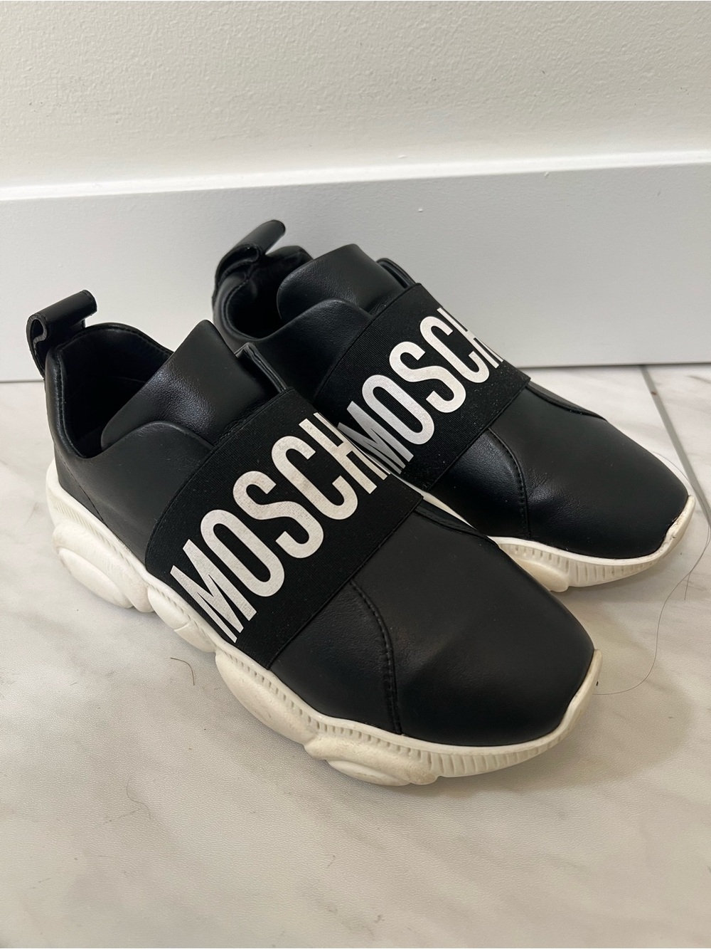 Moschino Black Sneaker w/ Logo Elastic Strap